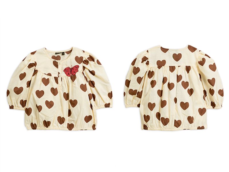 [mini rodini] Hearts woven blouse - Offwhite