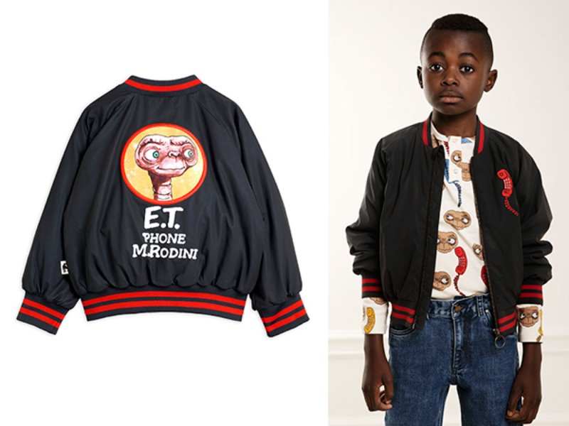 [mini rodini]E.T. reflective baseball jacket-Black