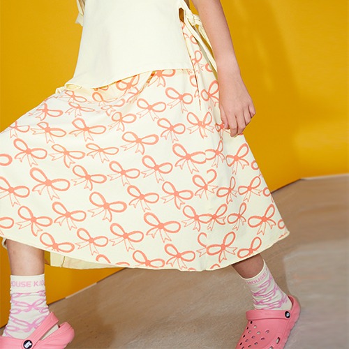 ***핫딜/교환환불안됨***[weekendhousekids] Pink bows skirt - Soft yellow