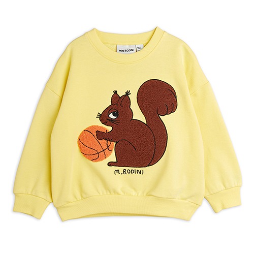 [minirodini] Squirrel chenille emb sweatshirt - Yellow
