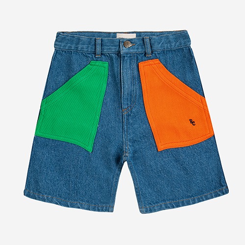 [bobochoses] Color Block denim bermuda shorts