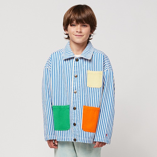 [bobochoses] Striped Color Block denim jacket