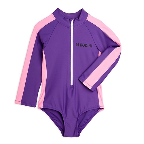 [minirodini] Stripe ls uv swimsuit - Purple