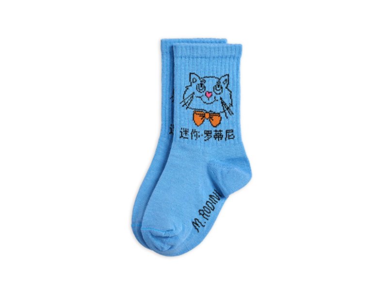 [mini rodini]Cat socks-Light Blue
