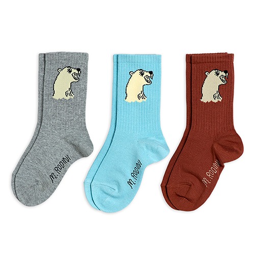 [minirodini] Polar bear socks 3-pack - Multi