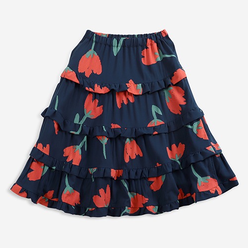 [bobochoses] Big Flowers woven ruffle skirt