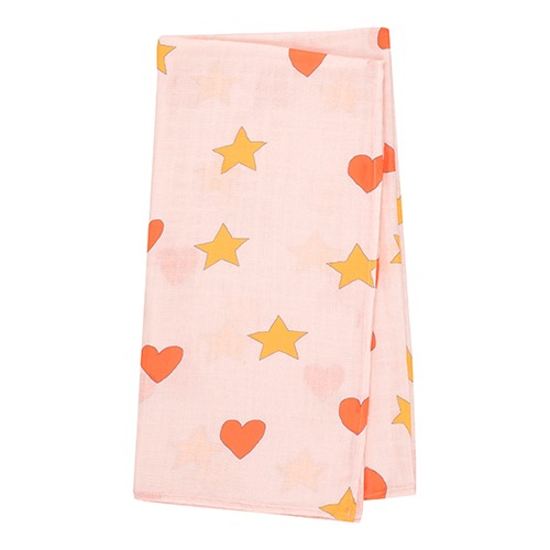 [tinycottons] HEARTS &amp; STARS SWADDLE - pastel pink